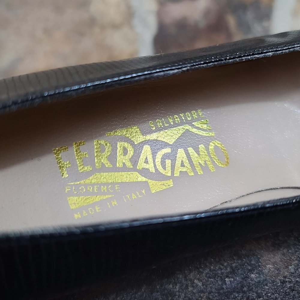 SALVATORE Ferragamo Black Vintage Heels 9.5 - Picture 8 of 9